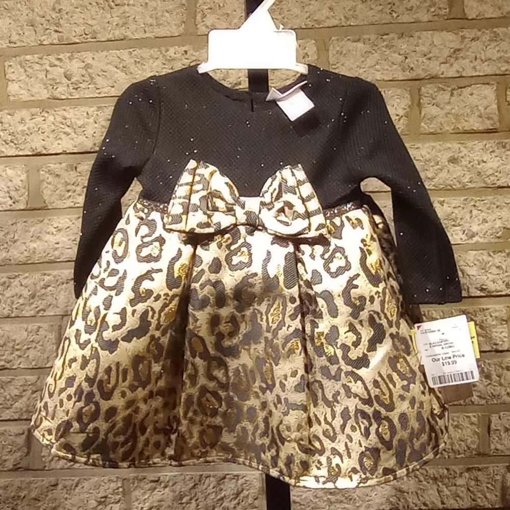 Black and Leopard Baby Infant Dress